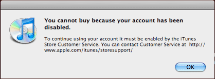 [iTunes Store] “You cannot buy because your account has been disabled”, или что делать, если вас закрыли! Part I