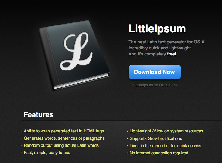 Главная страница сайта LittleIpsum