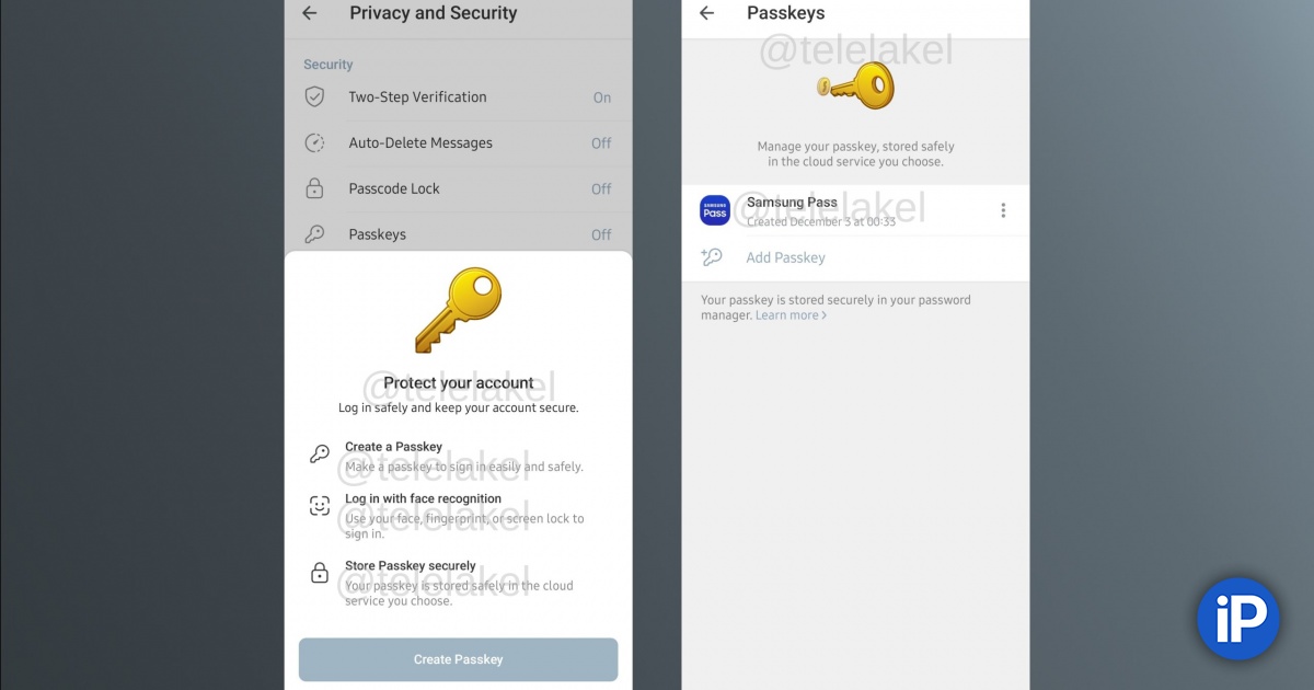 Telegram тестирует авторизацию через ключи доступа в менеджерах паролей