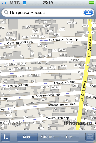 Карта Москвы в iPhone