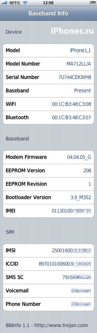 Baseband Info iPhone