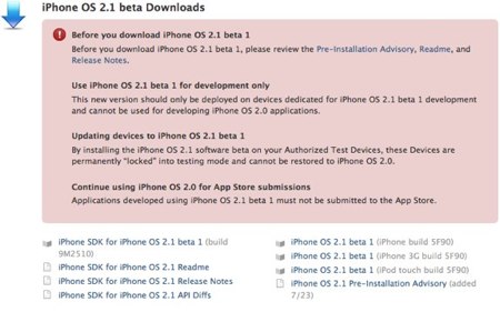 iPhone 2.1 beta 1