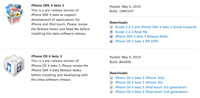 iPhone OS 4 Beta 3