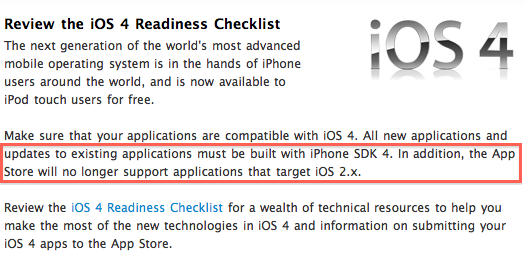 Приложения для iOS 2.x в App Store больше допущены не будут