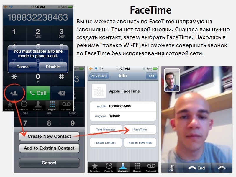 FaceTime может работать вне сети оператора