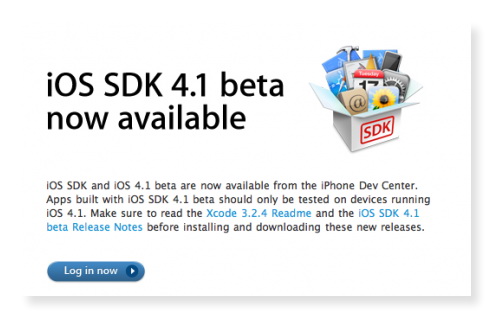 iOS 4.1 уже доступна для разработчиков