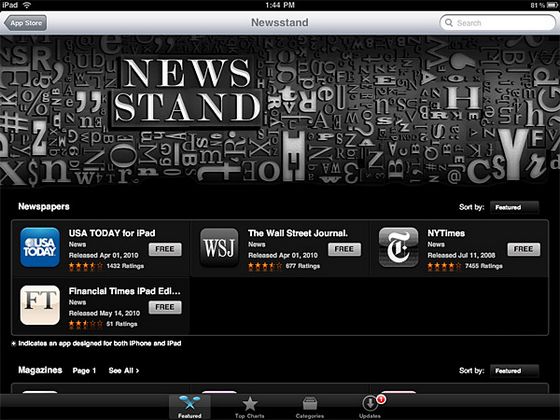 Новая секция приложений в App Store: Newsstand