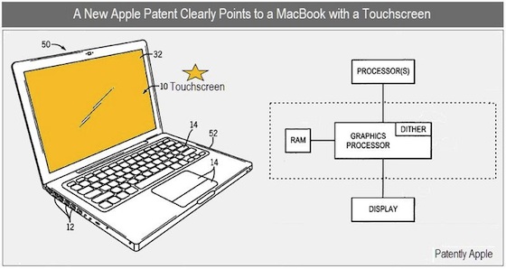 Apple патентует сенсорные дисплеи в MacBook