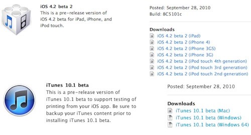 Вышла вторая бета iOS 4.2 и iTunes 10.1