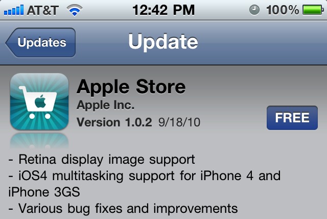 Приложение Apple Store теперь работает и на iOS 4