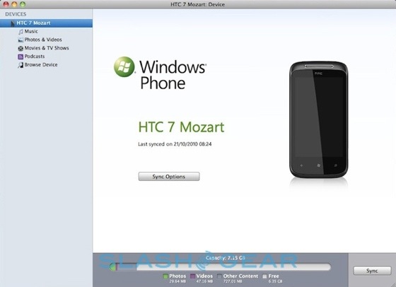Смартфоны на базе Windows Phone 7 теперь могут синхронизироваться с Mac