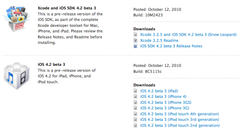 Третья бета iOS 4.2 и SDK впридачу