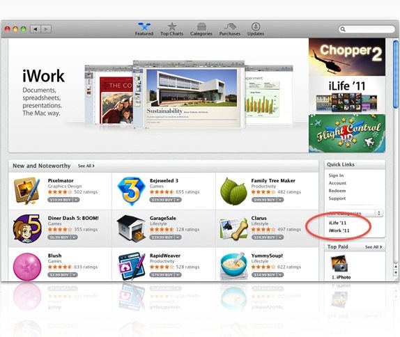 iWork ’11 недолго пробыл в Mac App Store