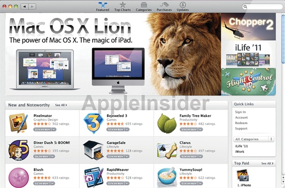 Обновиться на Mac OS X Lion можно будет через Mac App Store