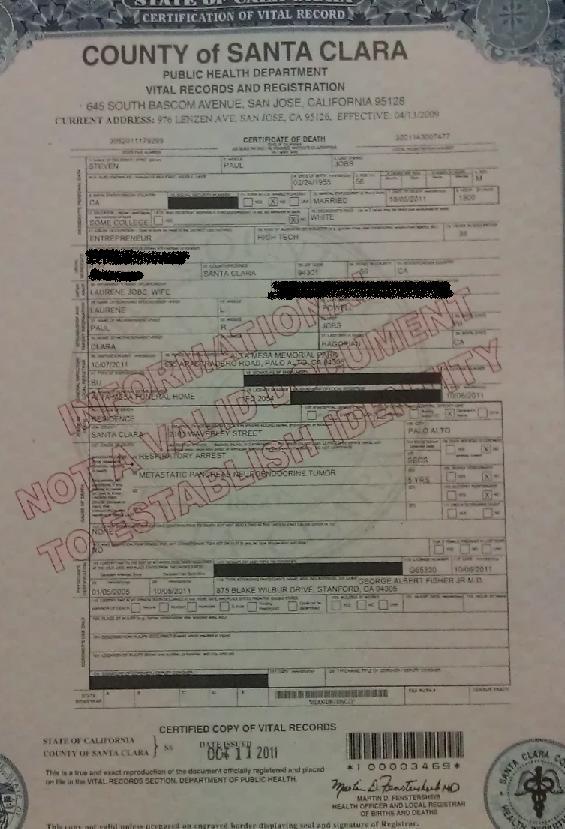 Заключение о смерти Стива Джобса