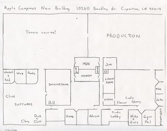 Схема самого первого офиса Apple