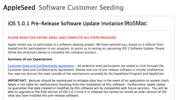 Apple рассылает iOS 5.0.1 некоторым пользователям