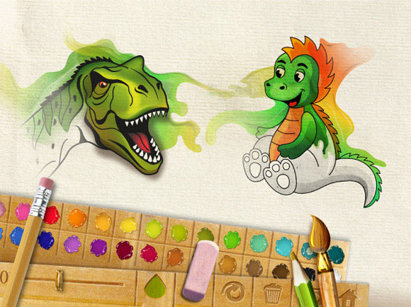 Раскраска: Динозавры. История об интерфейсах