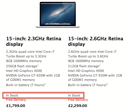 MacBook Pro с Retina больше не дефицитен