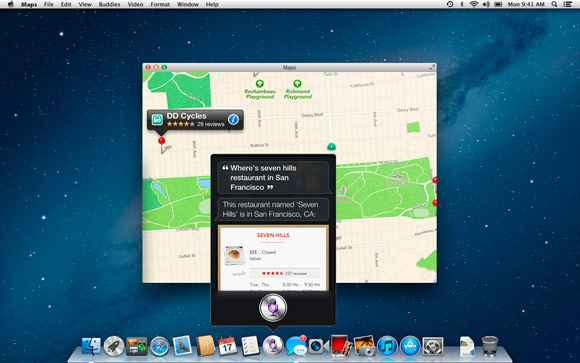 OS X 10.9: Siri и Карты