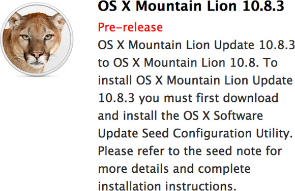 Вышла первая бета-версия OS X 10.8.3