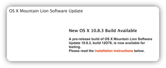 До разработчиков добралась очередная сборка OS X 10.8.3