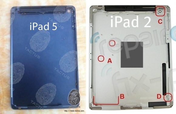 Фотографии внутренней части корпуса iPad 5 и SIM-лоток iPhone 5S