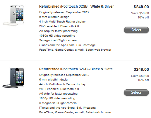 Apple начала продавать восстановленные iPod touch 5
