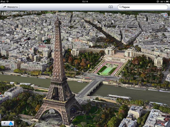 Париж в 3D на картах Apple
