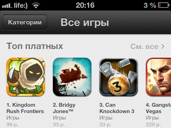 ТОП 10 платных игр (1-8.06.2013)