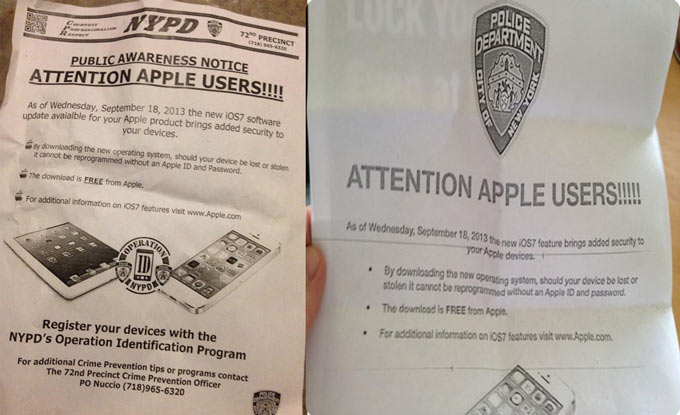 Полиция Нью-Йорка советует обновиться до iOS 7