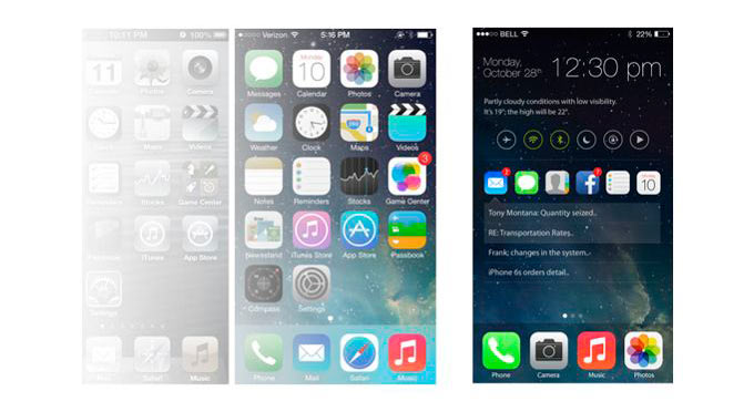 Концепт функционального домашнего экрана iOS 8