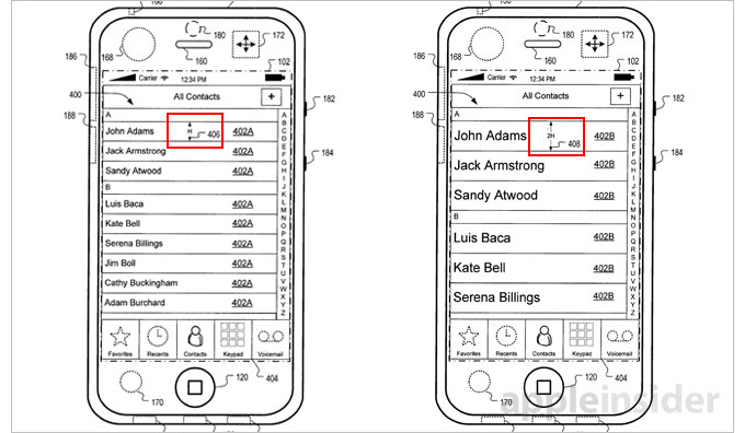 Apple запатентовала возможность изменения интерфейса при обнаружении движений устройства