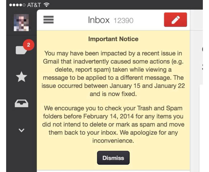 Ошибка в приложении Gmail для iOS приводила к случайному удалению сообщений