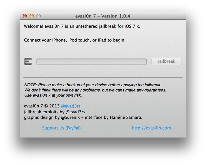 evasi0n7 1.0.4. Серьезное обновление утилиты для джейлбрейка iOS 7