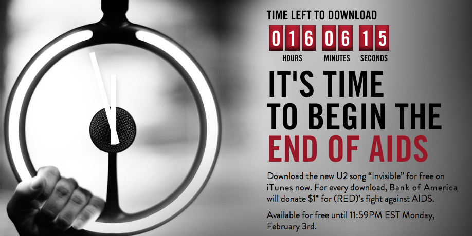 Сингл Invisible легендарных U2 бесплатен. Только 24 часа