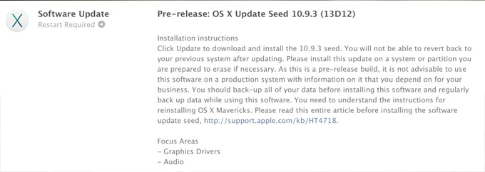 OS X Mavericks 10.9.3 Beta1 для разработчиков