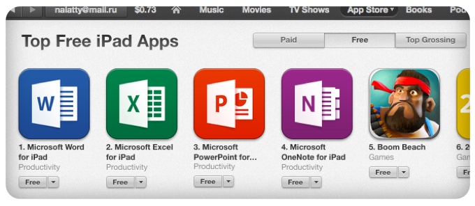 Microsoft Office возглавил ТОП-10 App Store