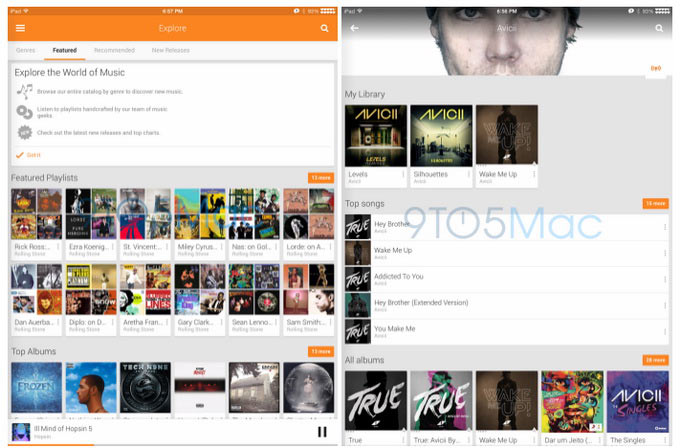 В iPhone-версии Google Play Music оказался спрятан и планшетный вариант приложения