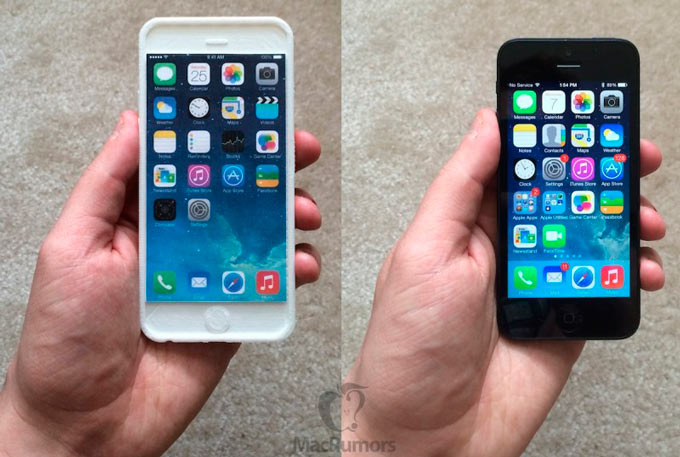 Наглядное сравнение макета iPhone 6 с другими устройствами Apple