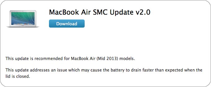 Обновление SMC 2.0 исправит ошибки работы аккумулятора на MacBook Air 2013