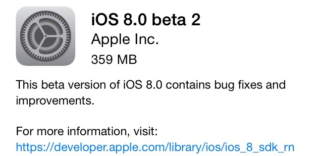 iOS 8 Beta 2 вышла