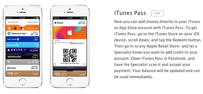 iTunes Pass для Passbook: новый способ внесения средств в iTunes Store