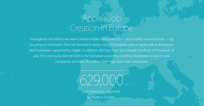 Apple отчиталась о количестве созданных рабочих мест в Европе и обновила данные для США