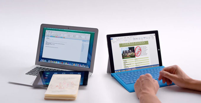 Microsoft сравнила Surface Pro 3 с MacBook Air в серии рекламных роликов
