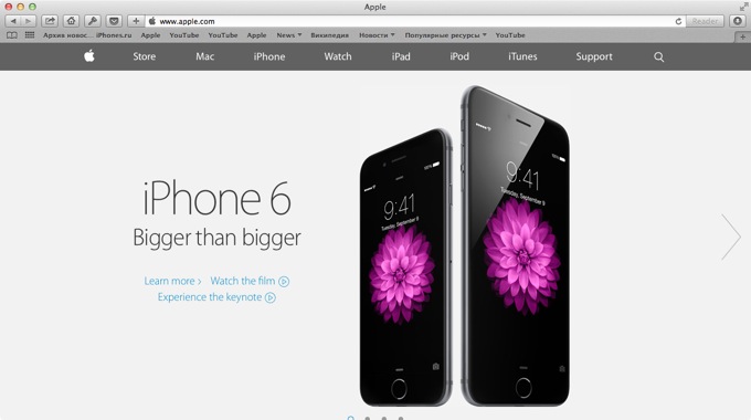 Apple.com обновился в честь выхода iPhone 6/6 Plus (+ ретроспектива)