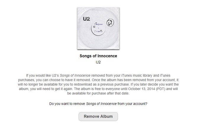 Как удалить альбом U2 из медиатеки iTunes