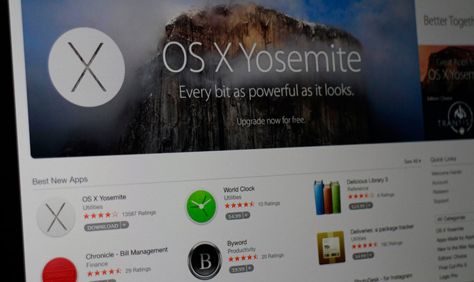 Mac App Store подвергся редизайну в стиле OS X Yosemite