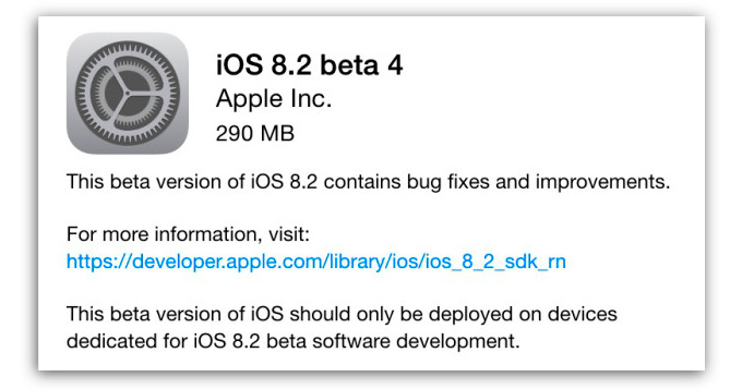 Apple выпустила iOS 8.2 beta 4 и Xcode 6.2 beta 4