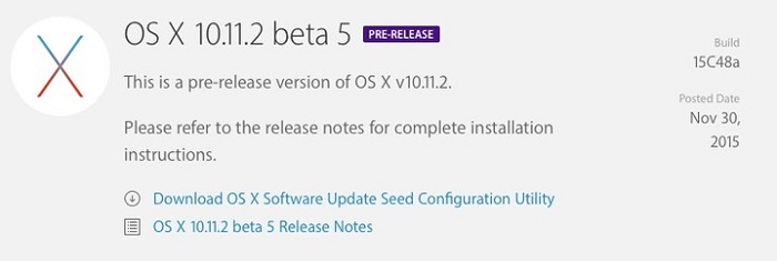 OS X 10.11.2 El Capitan Beta 5